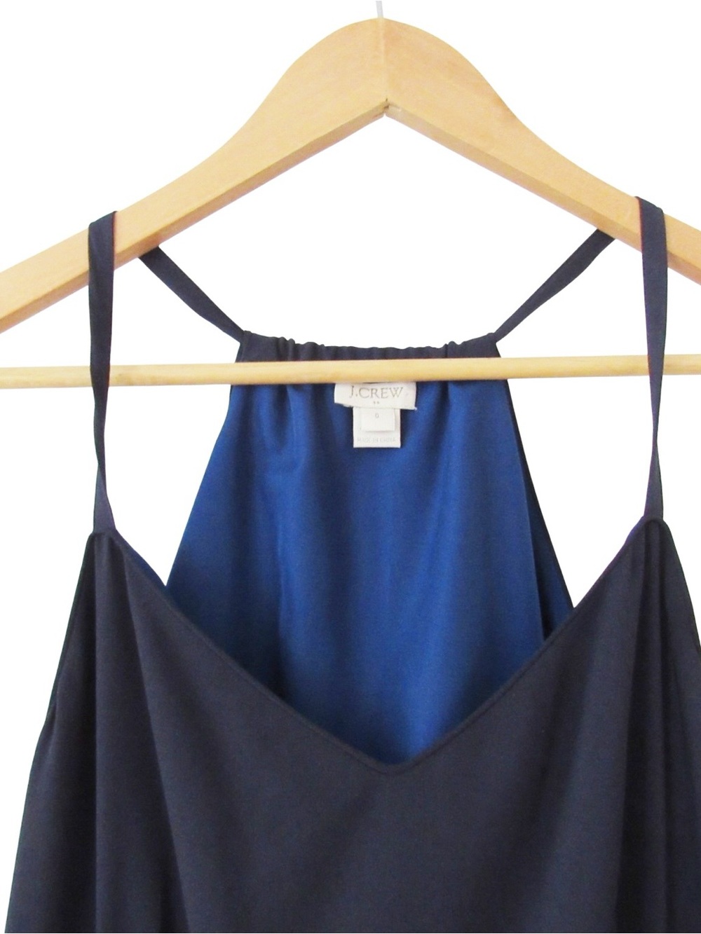 J Crew Factory Navy Blue White Maxi Dress 0 Tribal Print Sleeveless Halter Lined - Picture 3 of 12